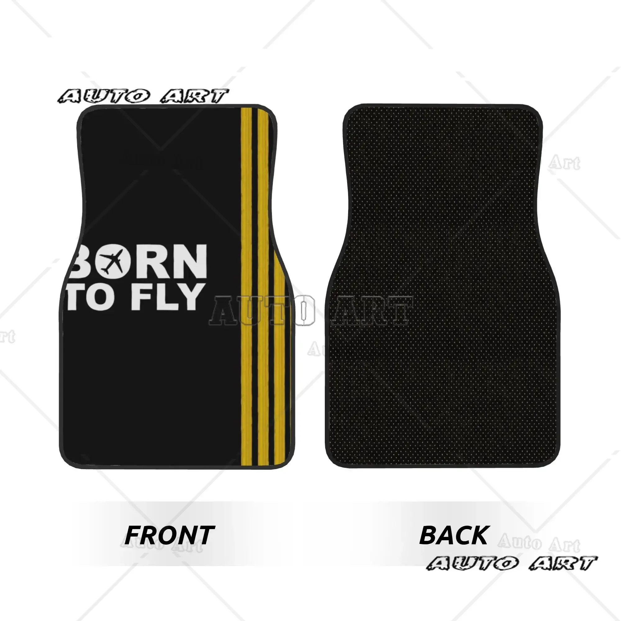 Car Floor Mats 4 Pcs Born To Fly Captain Stripes Flight Pilot Universal Front Rear Foot Mats Aviation Aviator Airplane Pieces