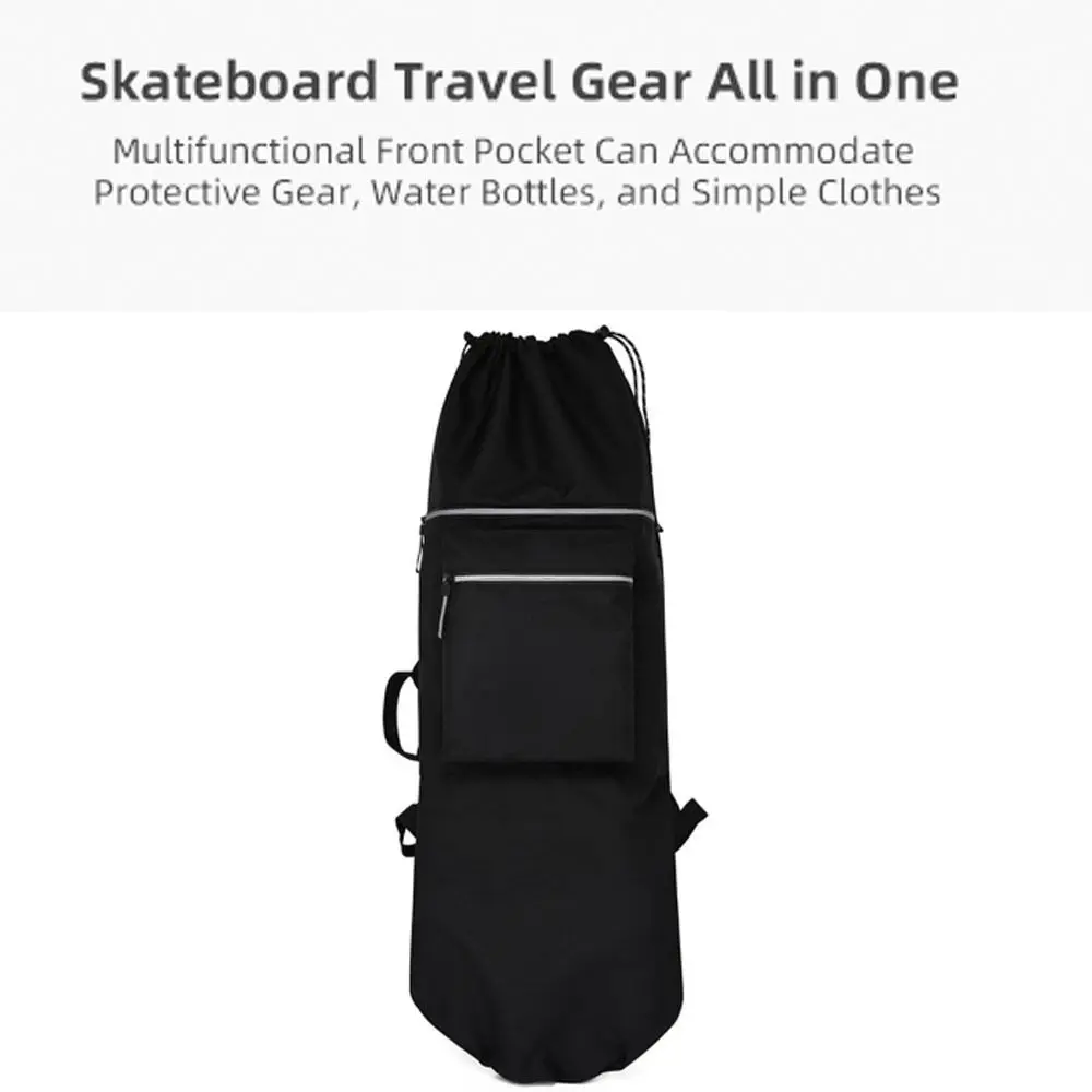 Oxford Cloth Skateboard Bag Waterproof Night Reflective Skateboard Backpack Adjustable Straps Multi-Pocket Skateboard Gear Bag