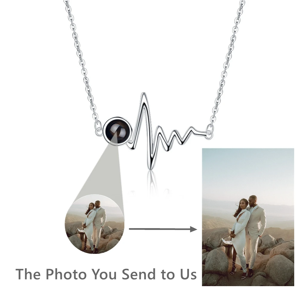 Personalized Custom Photo Necklace for Women Heart Pendant Paw Pendant Necklace 925 Silver Projection Photo Chain Christmas Gift