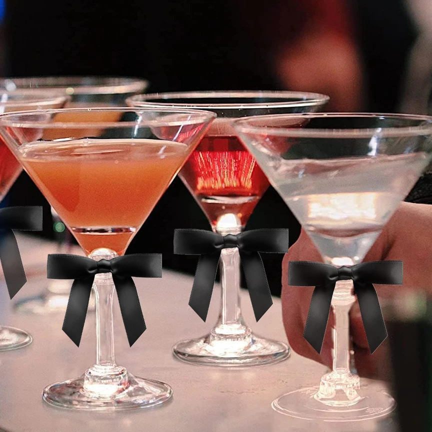 

30pcs Wine Decorations Elegant Stem Charms For Parties Durable Polyester Diy Drink Identifiers Unique Bowknot Decoration For