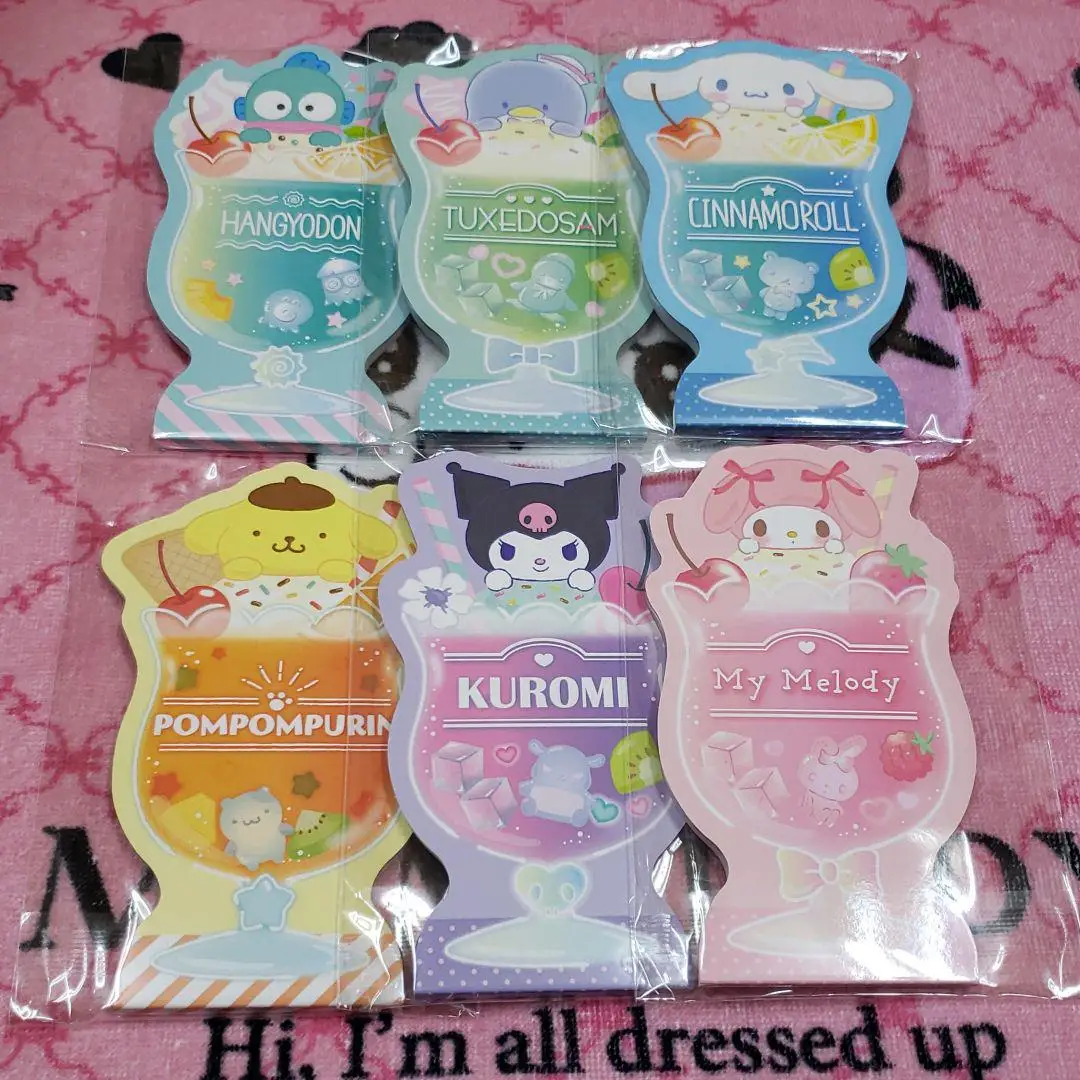 Kawaii Kuromi My Melody Cinnamoroll Cold Drink Series Sticky Notes Student Stationery Anime Sanrio Girly Heart Cute Guestbook