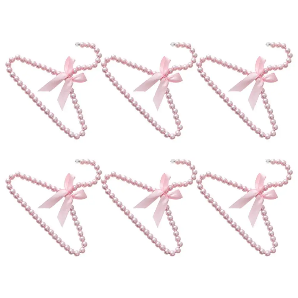 

6 Pcs Clothes Hangers Small Pearl Plastic Coat Wardrobe Organizer Kids Closet Girl Hangers For Kids Storage Garment Drying
