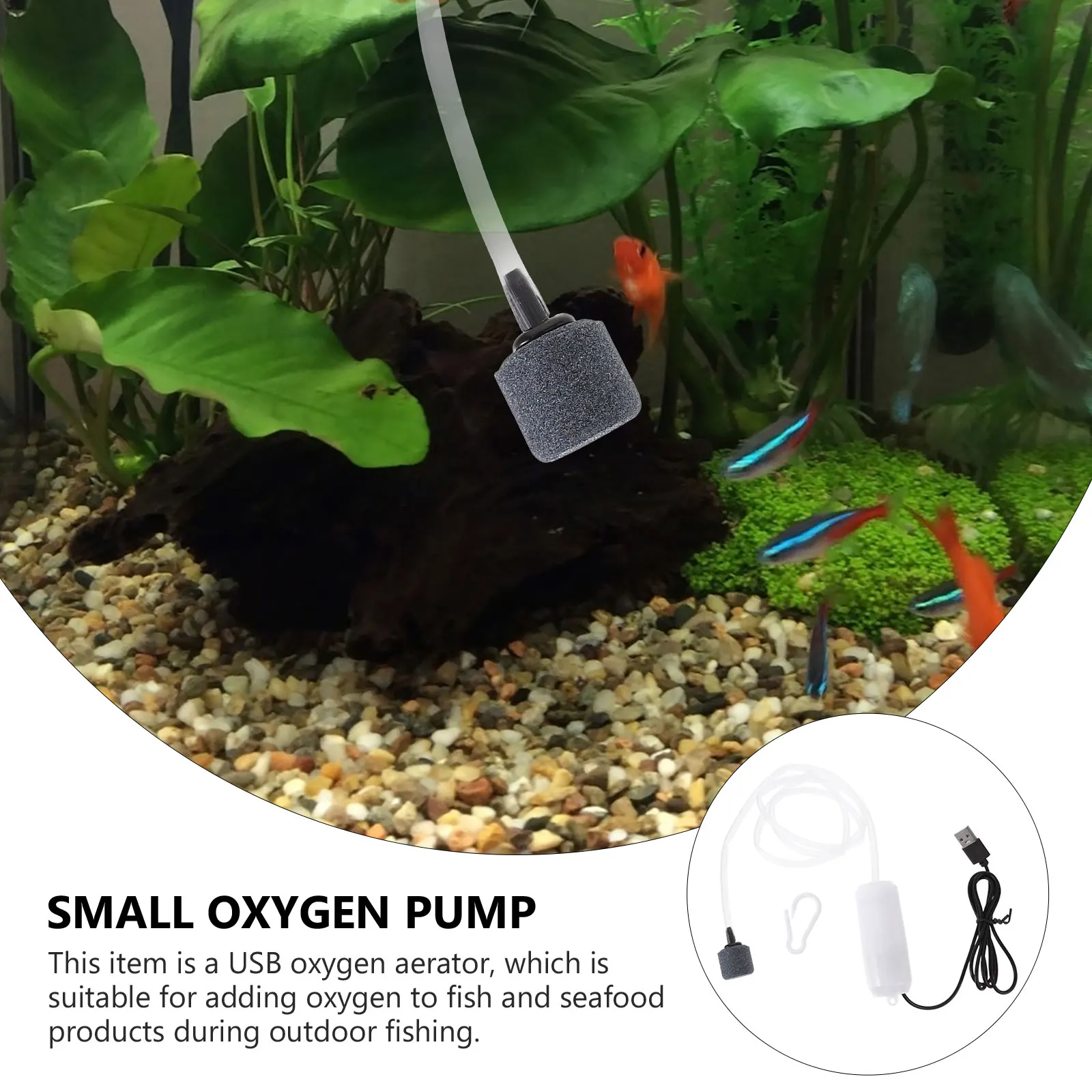 

1 Set Mini Aquarium Air Usb Oxygen Aerator Durable Small Size Lightweight Portable Gift Housewarming Accessory For Home Fish