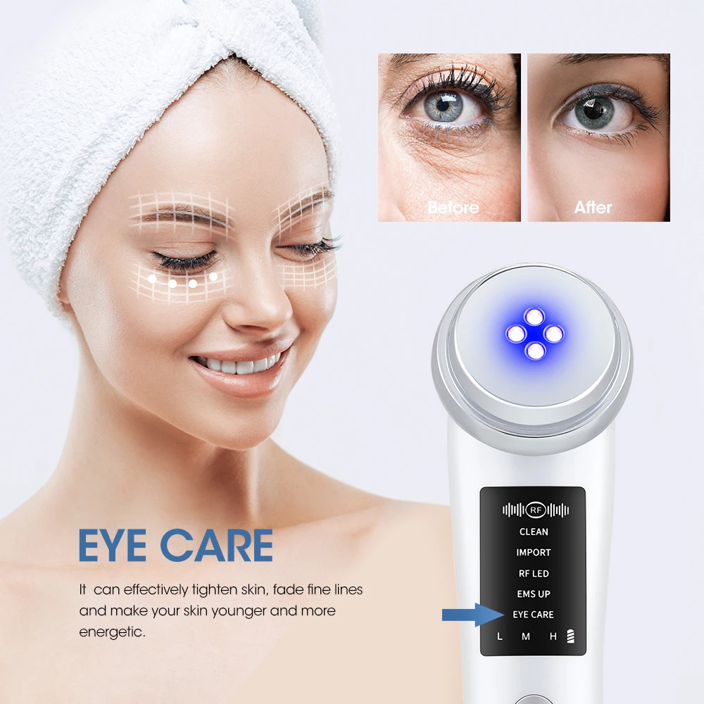 5 in 1 RF&EMS Micro-Current Face Lifting Device Vibration LED Photo Therapy Skin Rejuvenation Wrinkle Remover Facial Massager