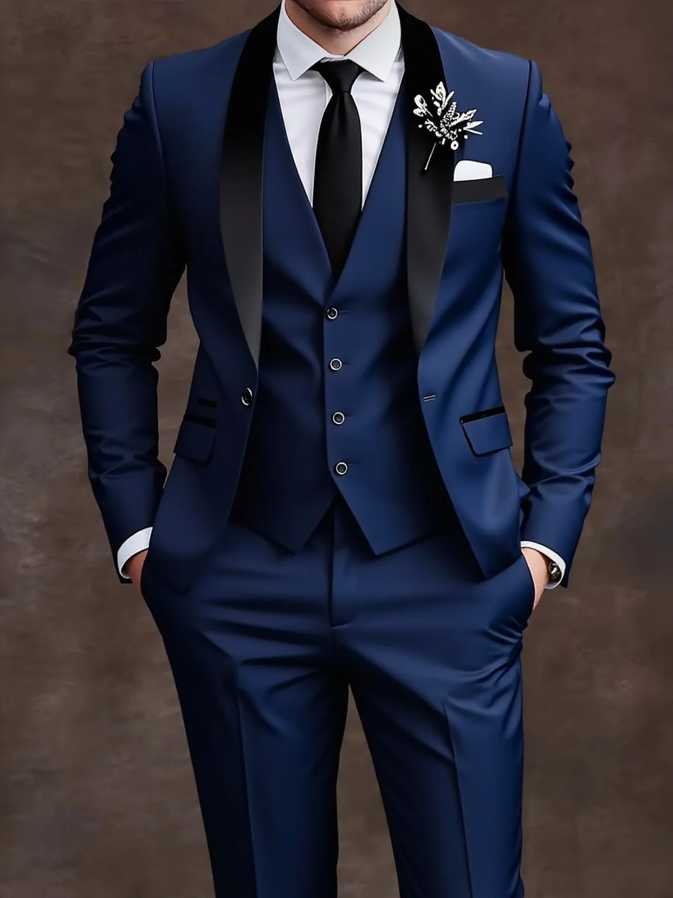 Men's 3-piece suit, green fruit collar, large suit, suit pants, formal tie, wedding dress, vest, work uniform, holiday gift.