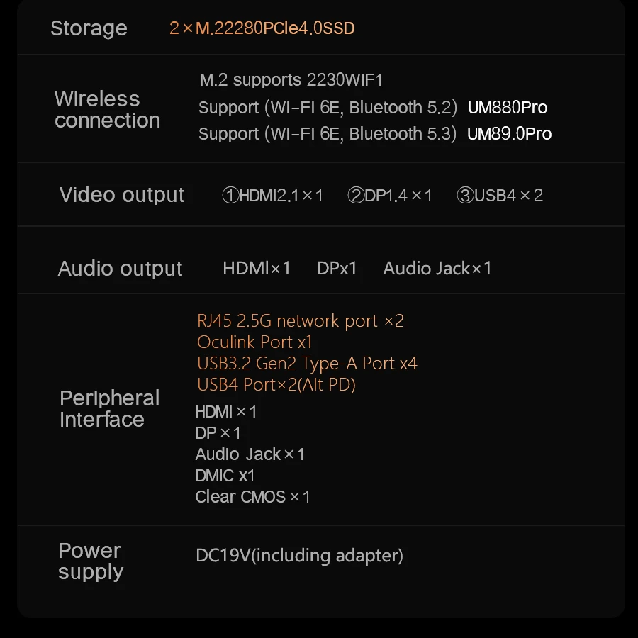 MINISFORUM UM880PRO (AMD Ryzen 7 PRO 8845HS، ذاكرة الوصول العشوائي 32 جيجابايت، SSD 1000 جيجابايت، AMD Radeon 780M، Windows 11 Home)