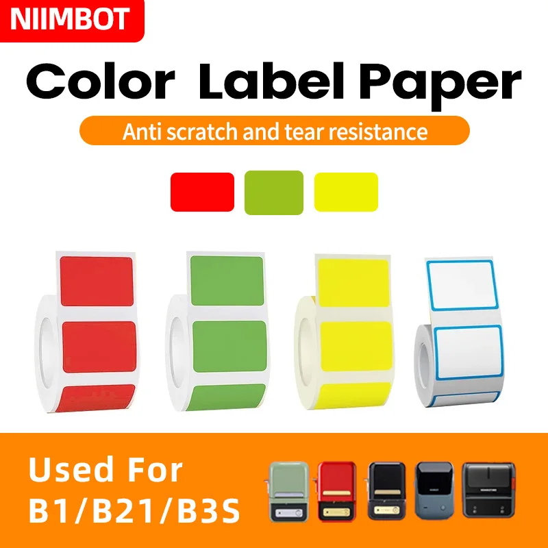 Niimbot B21/B1 thermal label paper, color label paper, price label sticker, waterproof mini portable thermal printer, self-adhes