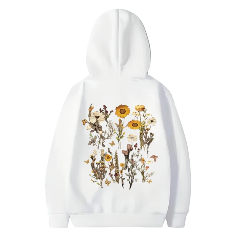 Cute Floral Print Women\'s Hoodie with Fashionable Design Loose and Casual Floral Women Clothing Autumn and Winter Fleece Hoodie