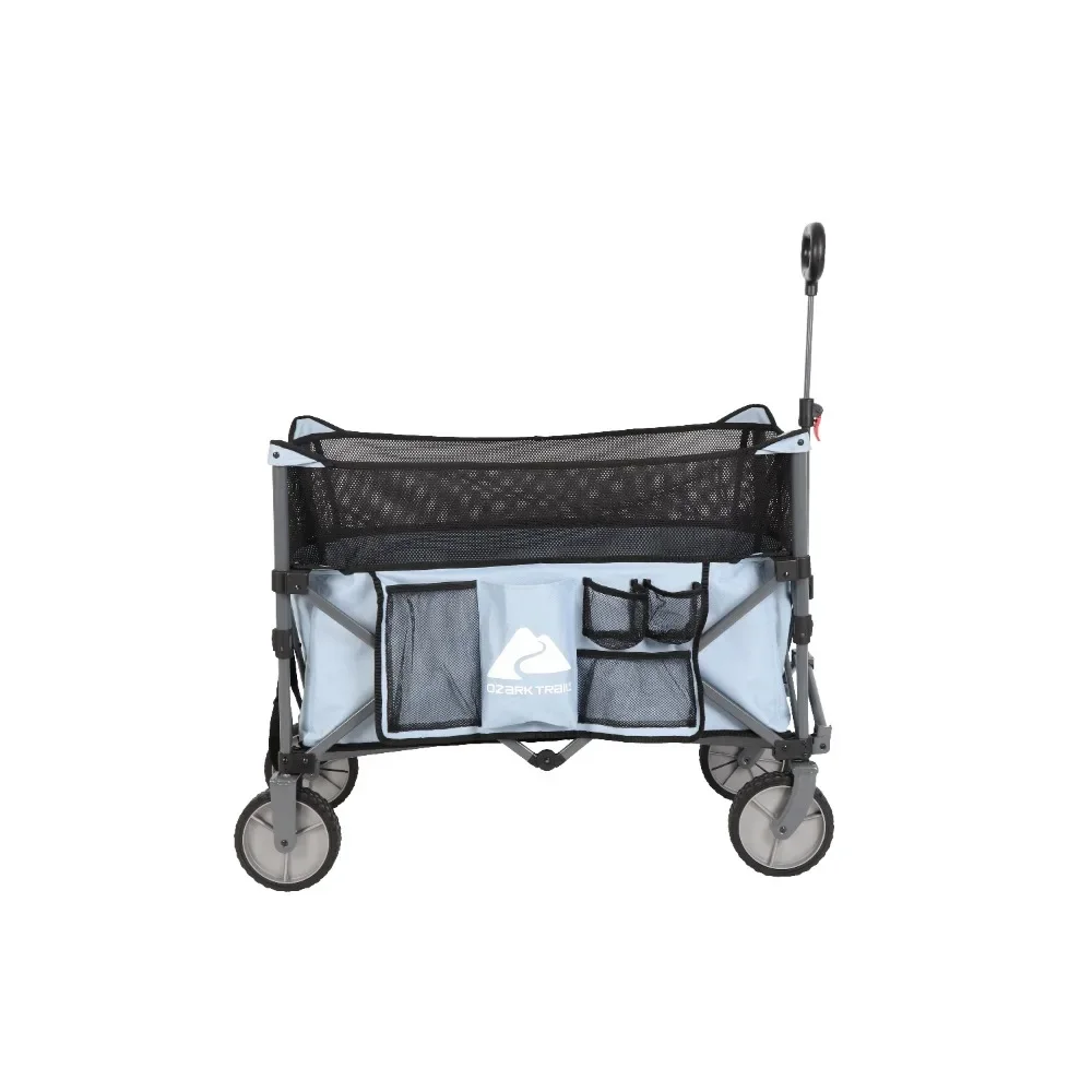 New Adult Height Adjustable Quad Fold Camping Cart Wagon, Blue