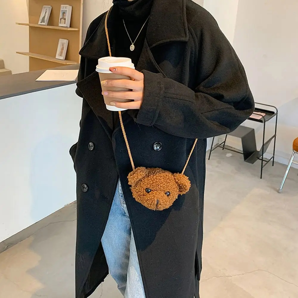 Pouch Zipper Smile Bear Handbag Cartoons Animals Smile Bear Plush Bag Plush Bear Shoulder Bag Plush Purses Diagonal Women Bag