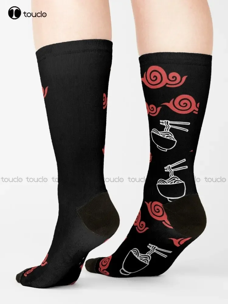 Japanese Ramen With Red Cloud Pattern Anime socks