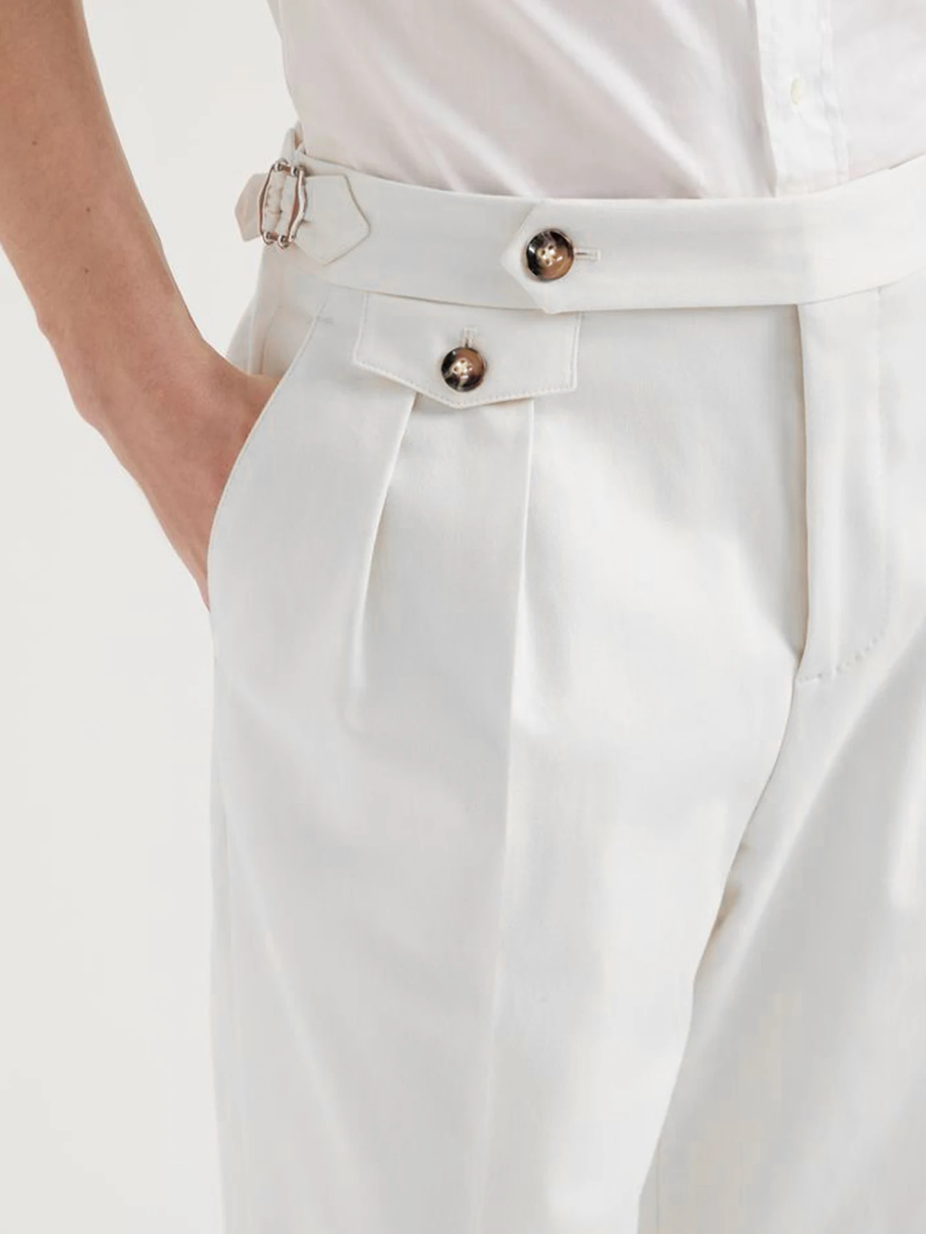 

Новые мужские брюки-костюмные итальянские, весна-лето 2026, из неаполитанской ткани, с высокой талией, прямого кроя, для легкого делового и повседневного стиля