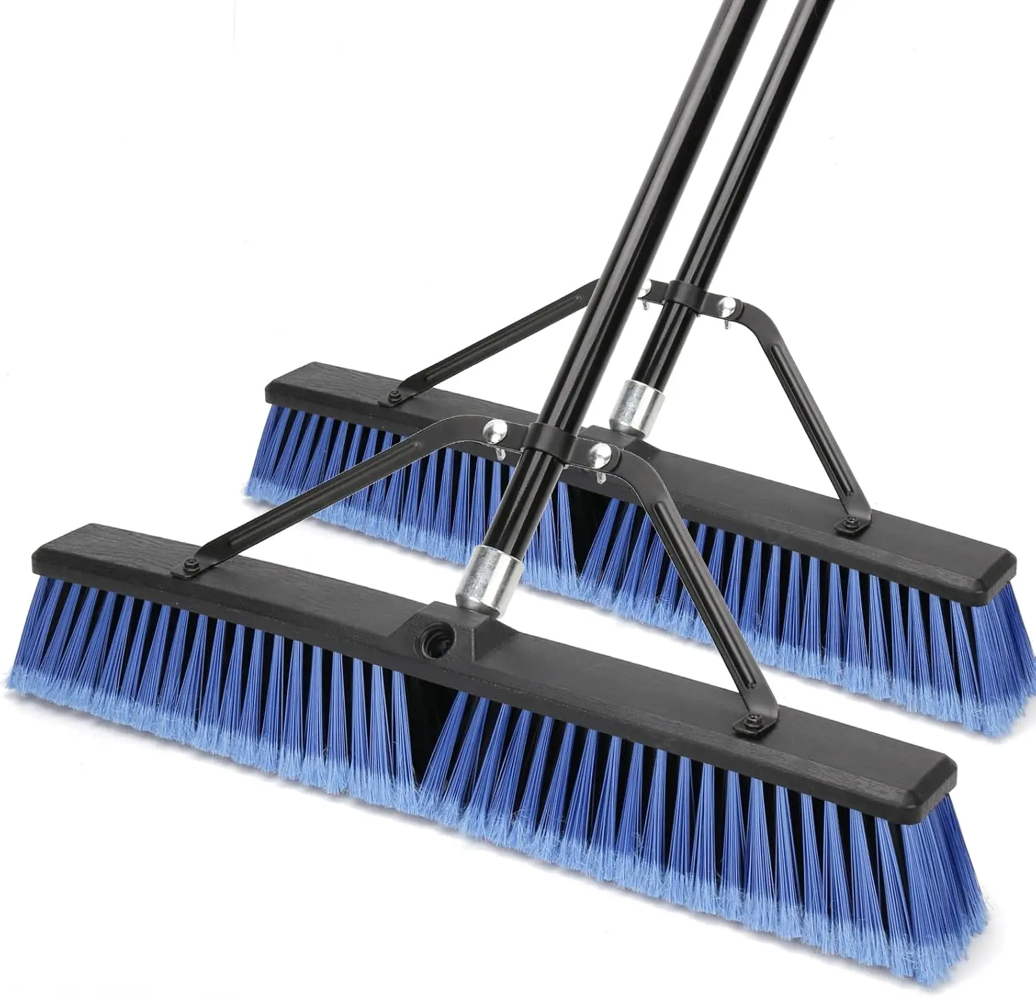 

24-Inch Heavy-Duty Push Broom for Outdoor Cleaning, Blue, 2-Pack - Ideal for Driveway, Garage, and Patio