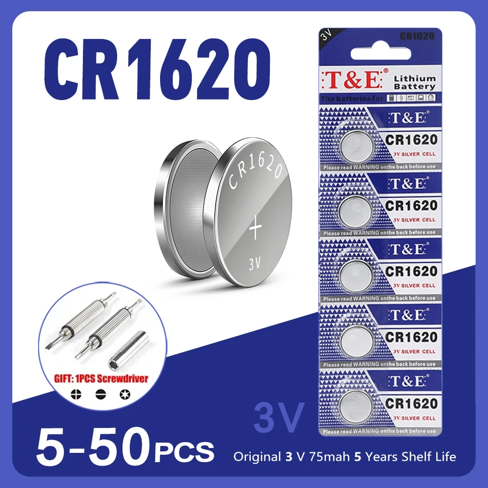 5PCS-50PCS 3V CR1620 Lithium Button Battery DL1620 BR1620 ECR1620 5009LC LM1620 CR 1620 KCR1620 30mAh Coin Cell Watch Batteries