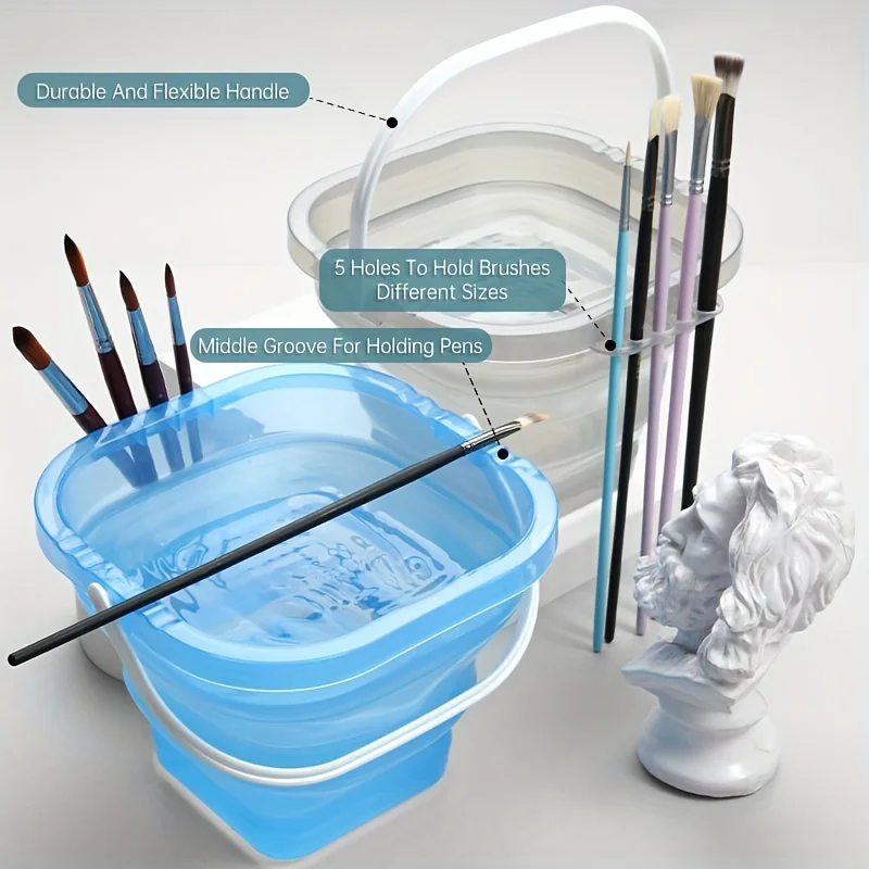 Marie's 1pc Paint Brush Cleaner Washer,Foldable Portable Collapsible Washing Art Tool for Watercolor,Oil,Paintin for Adults