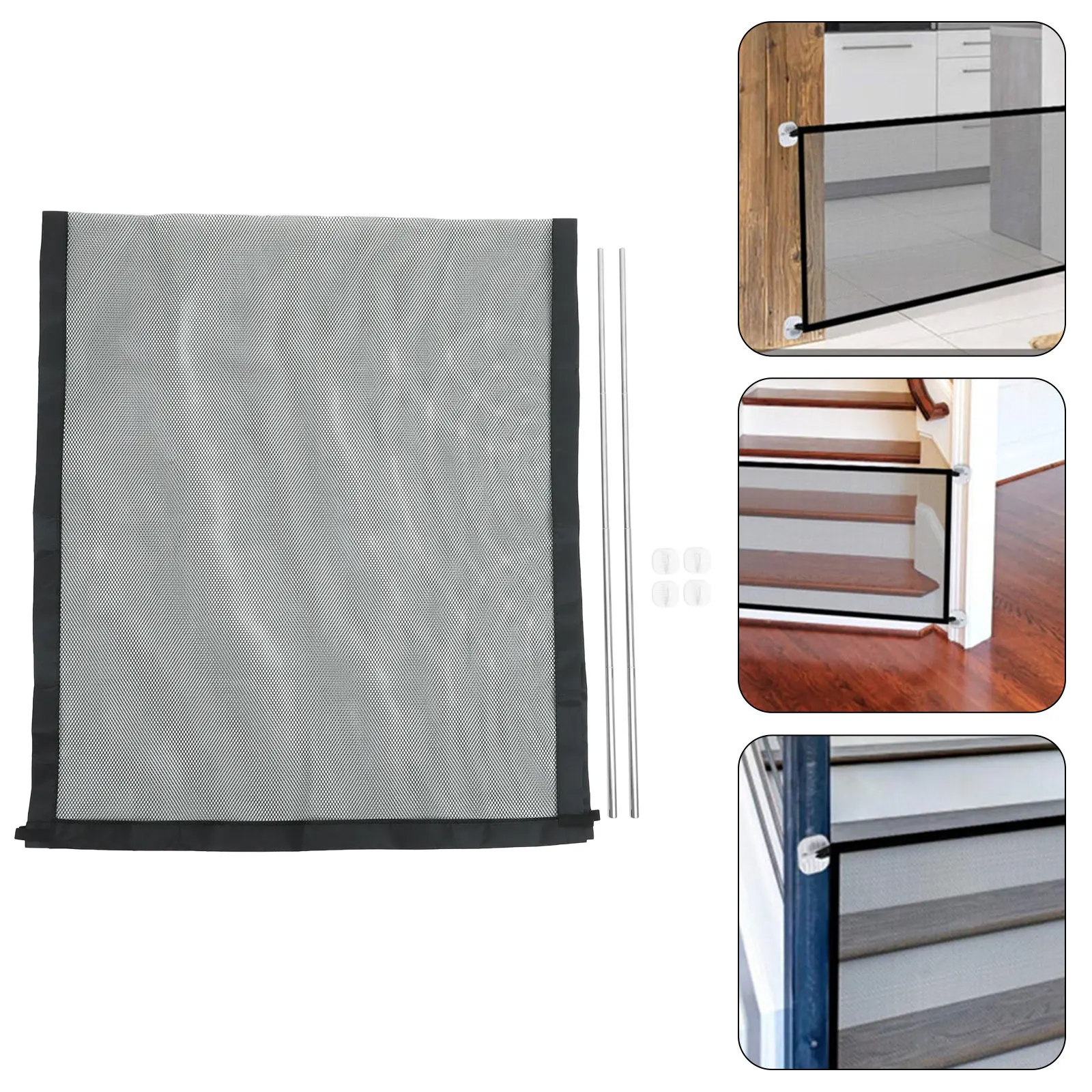 

Защитное ограждение без сверления, 1 шт., черная выдвижная сетка для лестниц, балконов, ванных комнат, разделительная сетка для домашних животных