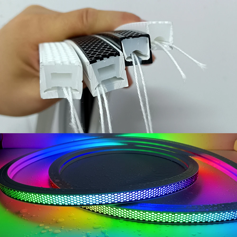 LED Strip Light Diffuser Neon Tube Anti-glare IP67 Waterproof Flexible T1212 T1616 Black White for 2835 5050 RGB 8mm-12mm Light