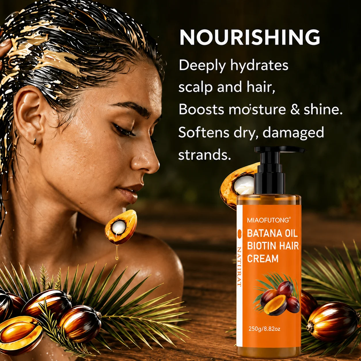 250g Batana Hair Mask, Enhances Hair Shine, Provides Long-Lasting Moisture, Repairs Dryness, And Makes Hair Thicker And Smoother