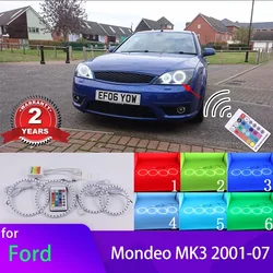 RGB multi-color RF Remote Control Rings DRL LED Angel Eyes Kit For FORD Mondeo MK3 2001-2007 Headlight Retrofit Accessories