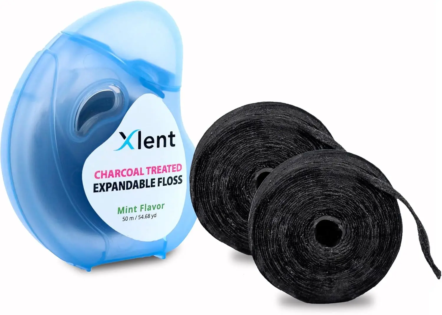 Hilo Dental de Carbón Activado con Xilitol y Menta – Kit de Inicio Recargable, Sin PFAS ni PTFE, Cera de Origen Vegetal