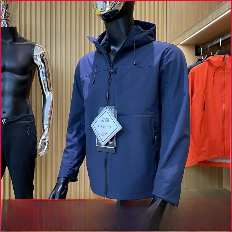 

Outdoor Men's Fce Lined Soft ell Jaet New Autumn Winter Cargo Coat Warmth Youth Sle Long Sve Hooded Stand Fit