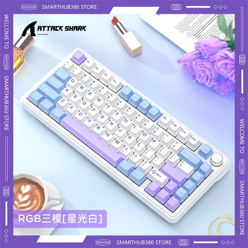 

В наличии Attack Shark X85 Беспроводная механическая клавиатура Bluetooth The Third Mock Examination RGB Пользовательская игровая офисная клавиатура