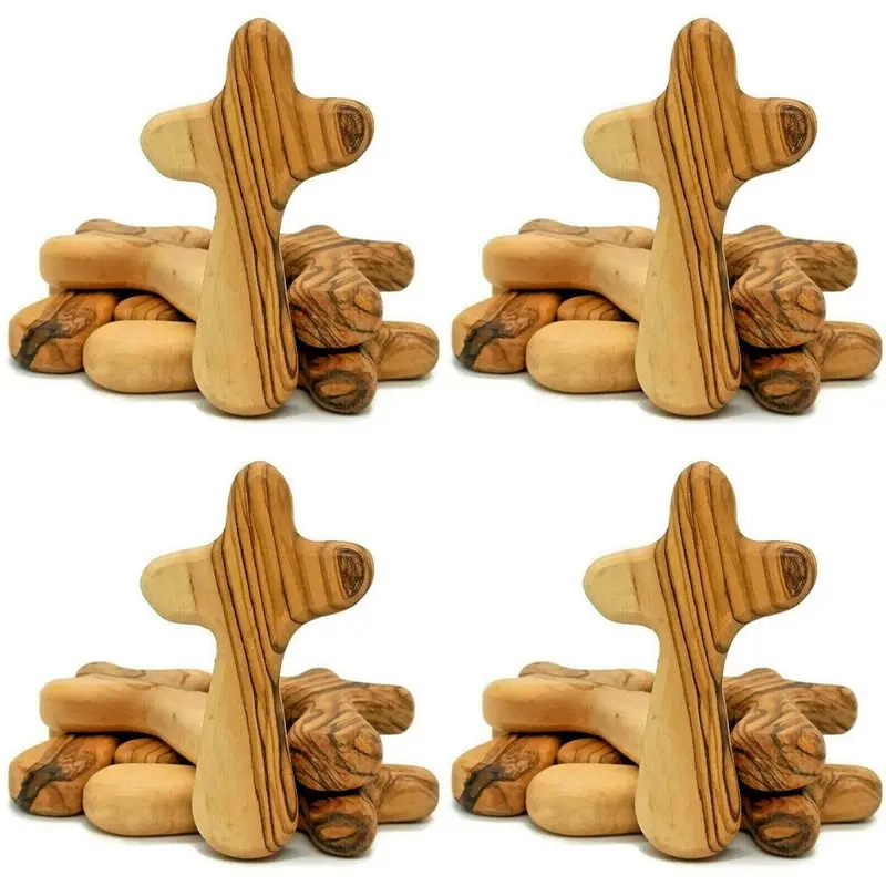 ABLK 40PCS Small Olive Wood Crosses, Holding Crosses Portable Prayer Crosses