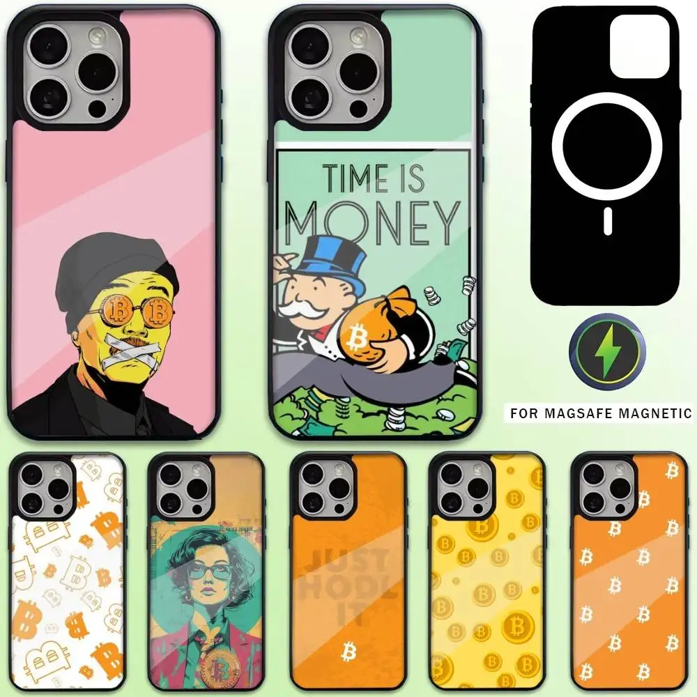 Bitcoin Art Painting Phone Case For iPhone17,16,15,14,13,12,11 Plus,Pro Max Magnetic Magsafe Wireless Charging