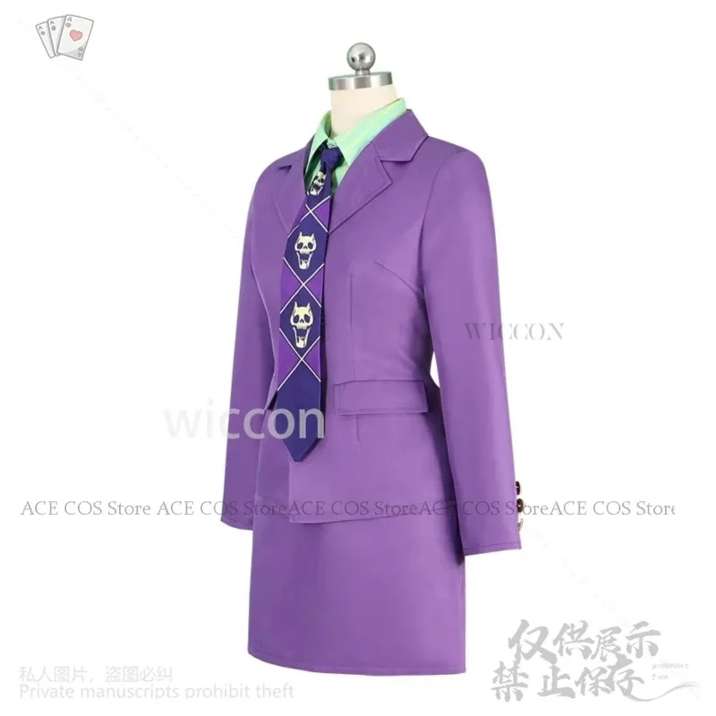 NewAnime أنثى كيرا Yoshikage Genderswap زي تأثيري أنيمي جو الأرجواني مثير OL معطف قميص تنورة التعادل دعوى القاتل1;s'6,y;9'b,5; #3