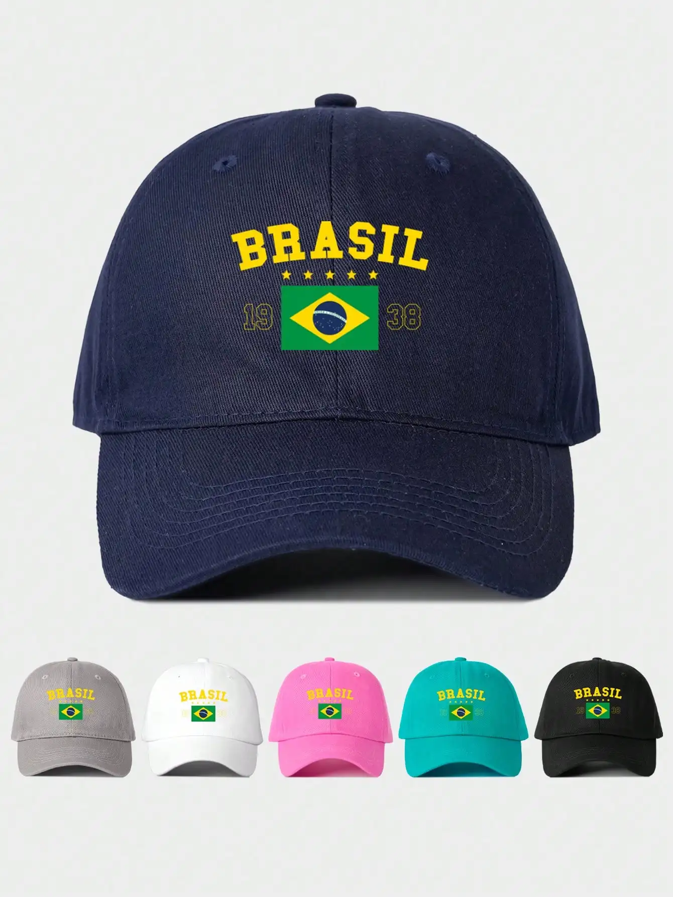 1pc Women/Men Adjustable BRASIL Five-Pointed Star Printed Baseball Cap, Outdoor Sunscreen Casual Hat For Spring Autumn Travel