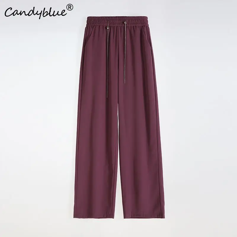 

Thin Suit Casual Wide Leg Pants Women's 2023 Spring And Summer New High Waist Drop Loose Straight Drawstring Elasticity Pants