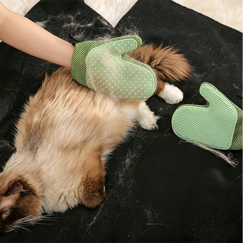 Nuevo Guante para el Cuidado de Mascotas, Removedor de Pelo Eficiente para Perros y Gatos, Herramienta de Masaje Suave, Cepillo de Doble Cara, Fácil de Lavar a Mano, Sin Estrés