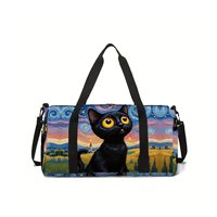 Starry Sky Cat Large Capacity Luggage Bag for Boy/Girl Best Gift 3D Cartoon Travel Duffels Outdoor Fitness Bag for Children