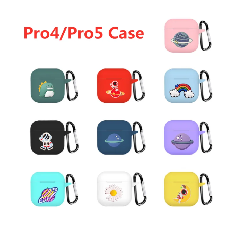 Cartoon Soft Silicone Earphone Shell For Mini Pro 4 TWS For Air Pro 4 5 Earphone Case For For Mini Pro 5 TWS Capa Fundas