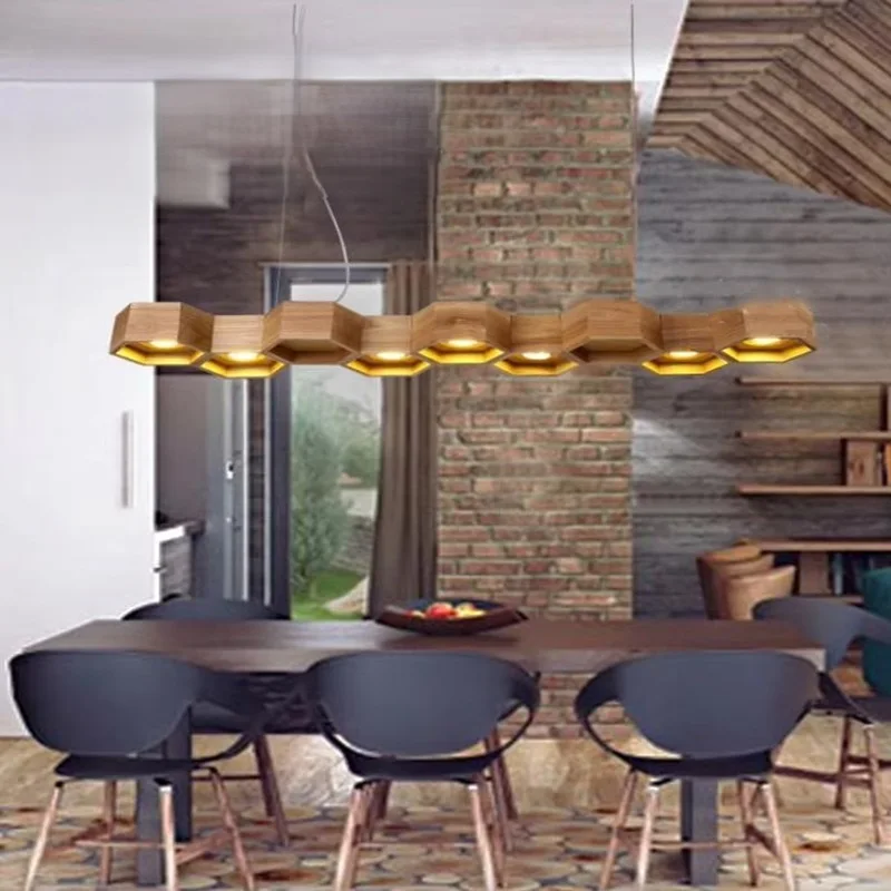 

Современный Креативный индивидуальный винтажный деревянный кулон соты светильник украшение для гостиной лампа бесплатная доставка