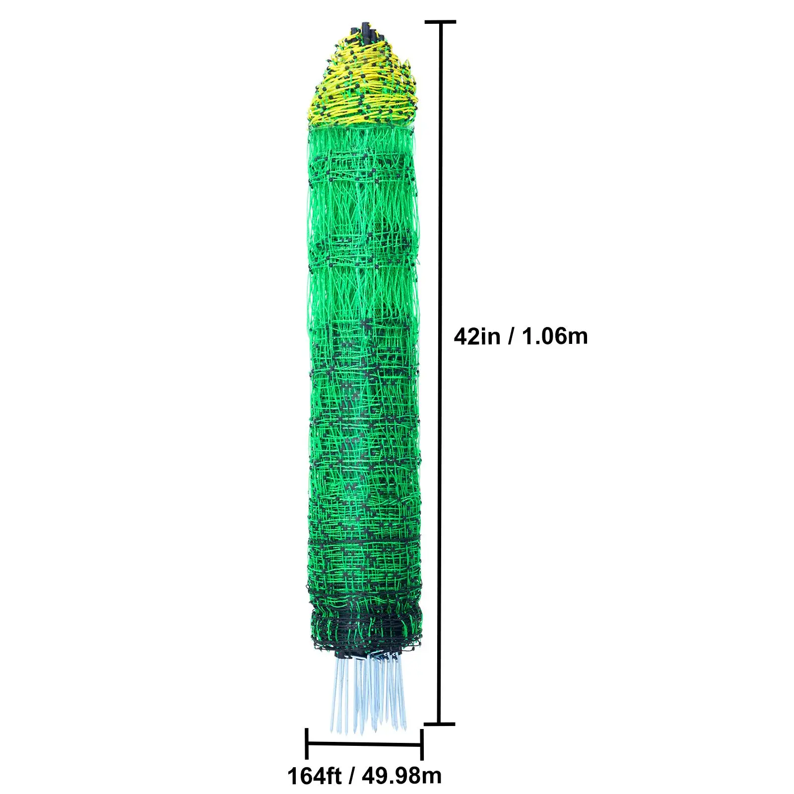 

Electric Fence Netting, 42 in (H) x 164 ft (L), PE Net Fencing with Posts & Double-Spiked Stakes, Utility Portable Electric Fence for Pigs, Cows, Sheep, Deer, Used in Backyards, Farms, Ranches