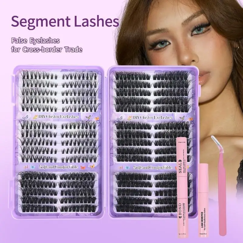 European Style 3D Fluffy Curled False Segmented Single Cluster Eyelashes Thick Eyelashes Large Capacity DIY Fox Series Reusable