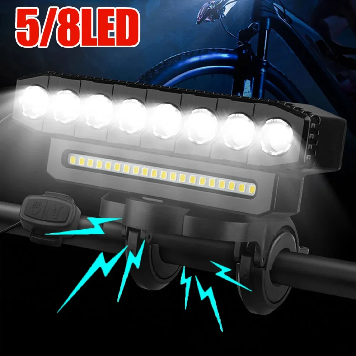 Bike Front Bicycle Lights 4000mAh Front Road Bike Headlight With 130DB Bell Bicycle Accessories Cycling Equipment As Power Bank