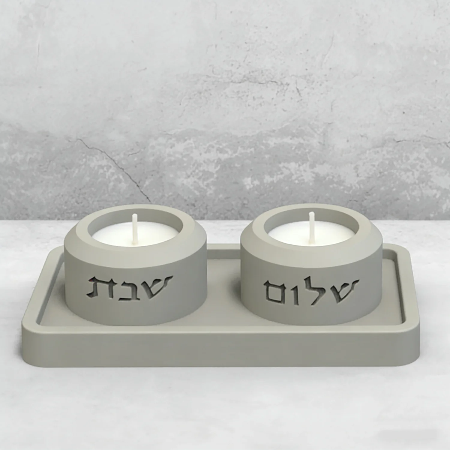 Silicone Mold For Shabbat Candle Holders Set,Handmade Concrete Jewish Tealight Holders | Shabbat Candlesticks Gift Molds