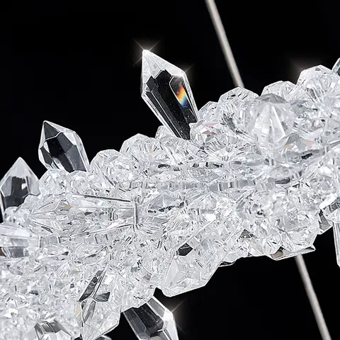 Morden Luxury Crystal Flower Led Chandelier Round Ring Pendant Lamp Dining Living Room Lighting Lustre Suspension Light Fixtures