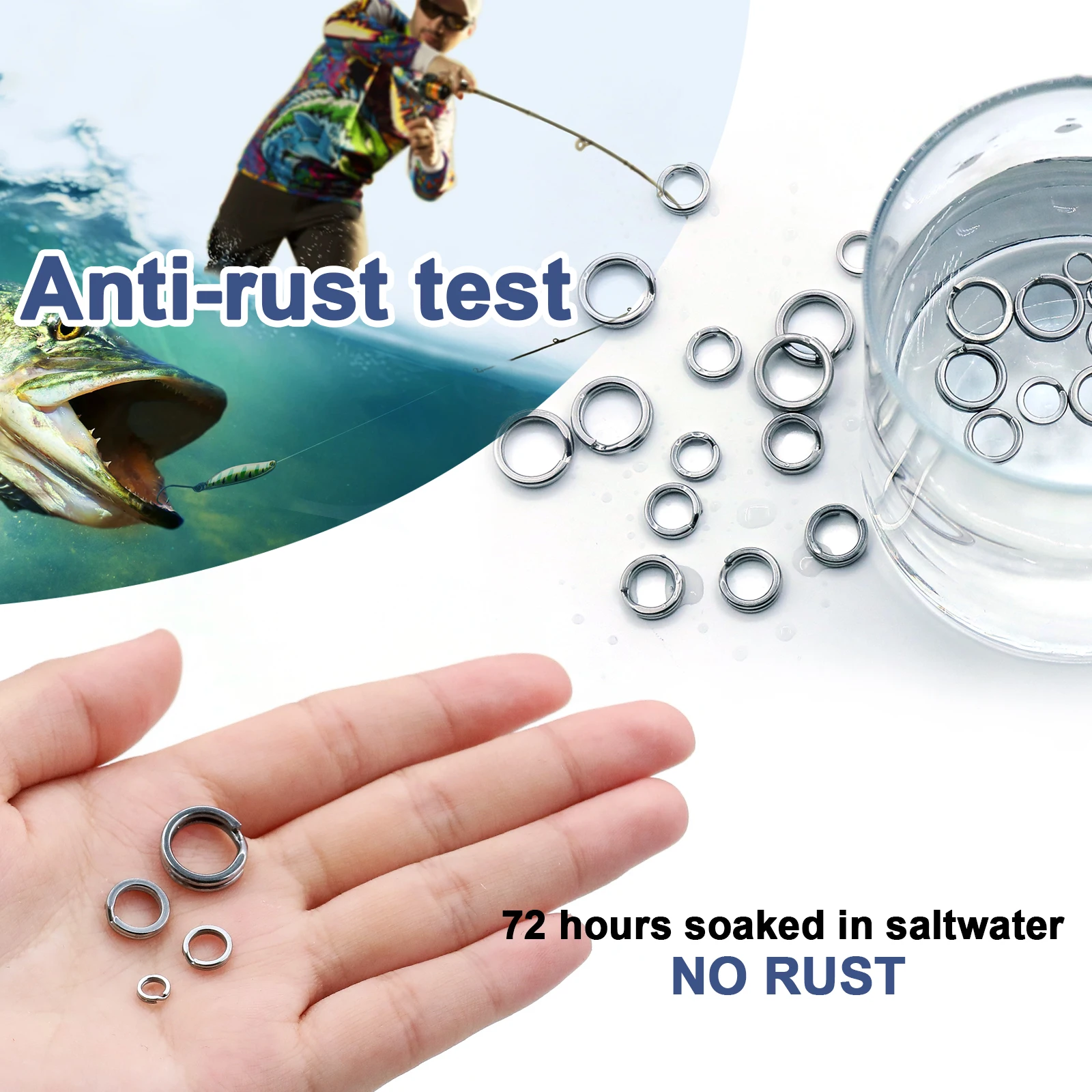 Split Rings Fishing 50~200Pcs Stainless Steel Lure Rings Saltwater Terminal Tackles Split Rings Fishing Connectors Snap Rings