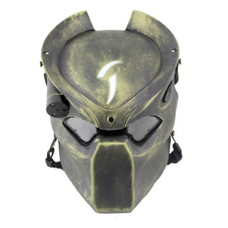 Alien Vs Predator Mask with Lamp Outdoor Wargame Tactical Mask Full Face Cs Mask Halloween Masks Party Cosplay Prey Horror Mask