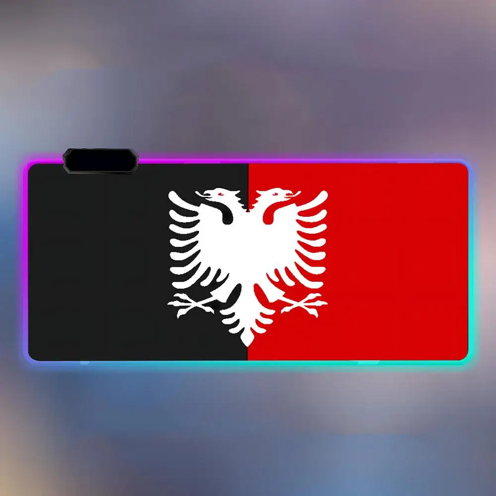 A-Albania A-Albanians F-Flags Mouse Pad Luminous Desk Mouse Pad RGB Computer Laptop Anime Keyboard Mouse Mat Keyboard LED Mousep