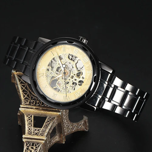 Men Luxury Wrist Watch Mechanical Watch Waterproof Hollow Watch Men Skeleton Roman Number Hollow Dial Band Automatic Watch часы