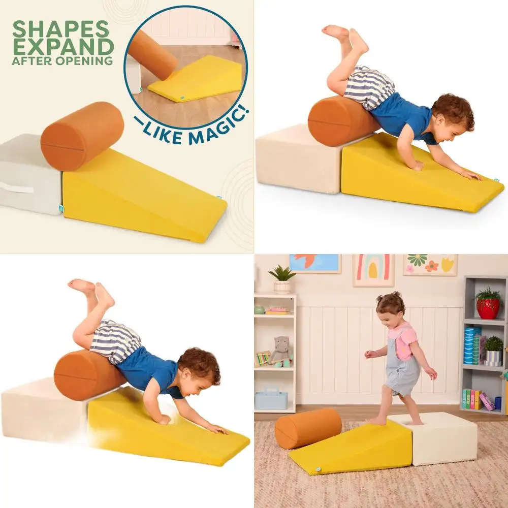 Ensemble de blocs de mousse sensorielle pour tout-petits : kit d'escalade 3 pièces avec cylindre, rampe et bloc, poignée souple, housses lavables pour les 12 ans et plus
