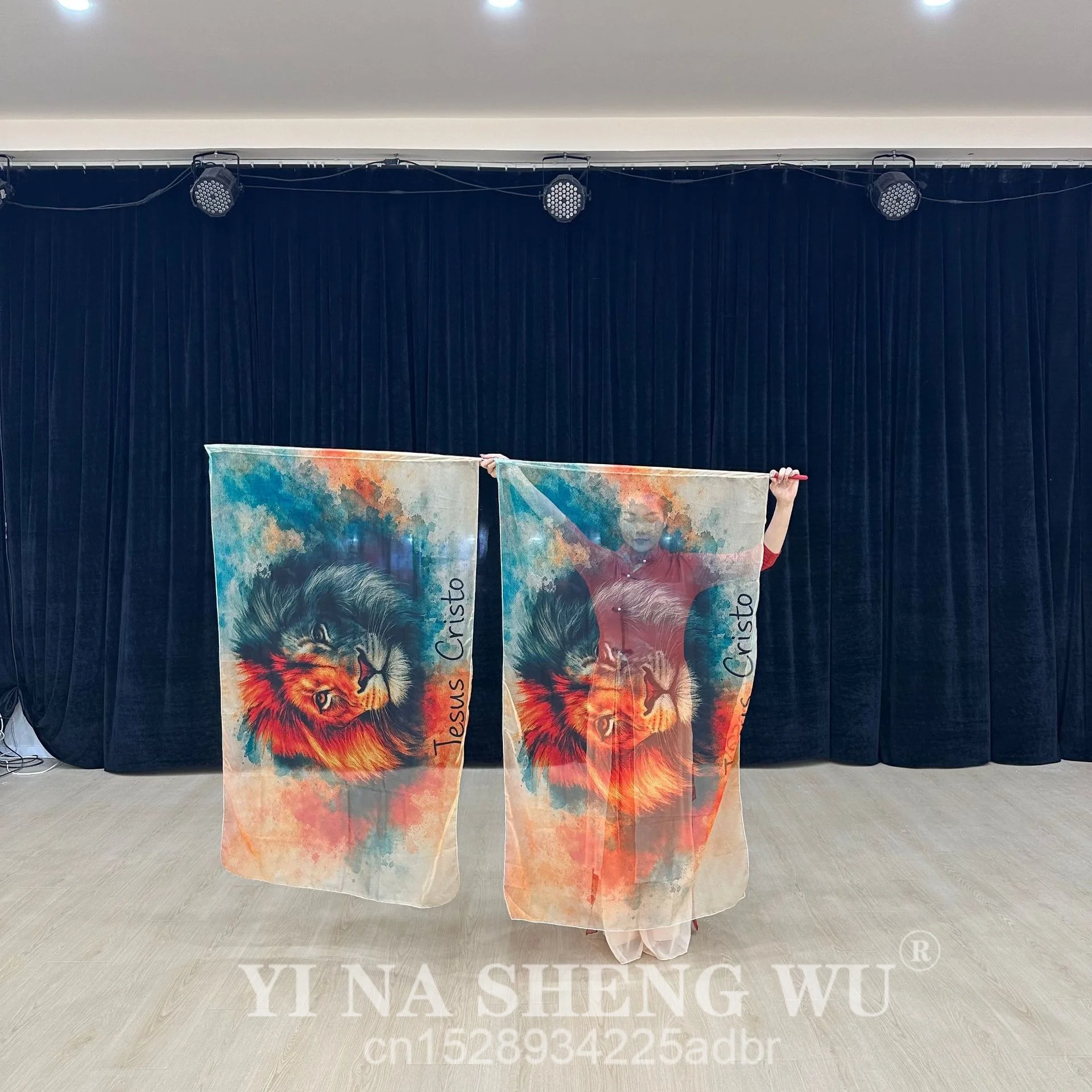 Éloge du drapeau Lion imprimé scène Costume Performance accessoires culte drapeau danse du ventre danse orientale culte drapeau Performance