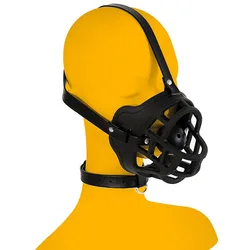 Leather Bdsm Mask Soft Silicone Dog Muzzle Head Face Bondage Harness Ball Bite Gag Fetish Puppy Play Slave Pet Role Play Sex Toy