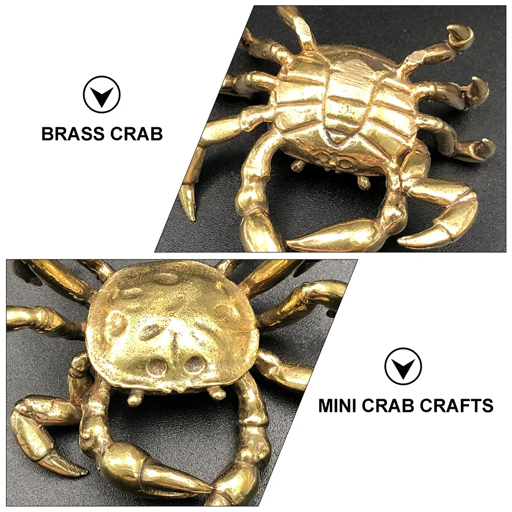 

1Pcs Brass Crab Statue Mini Bronze Golden Sculpture Desk Decoration Office Table Ornament Unique Craft Brass Crab
