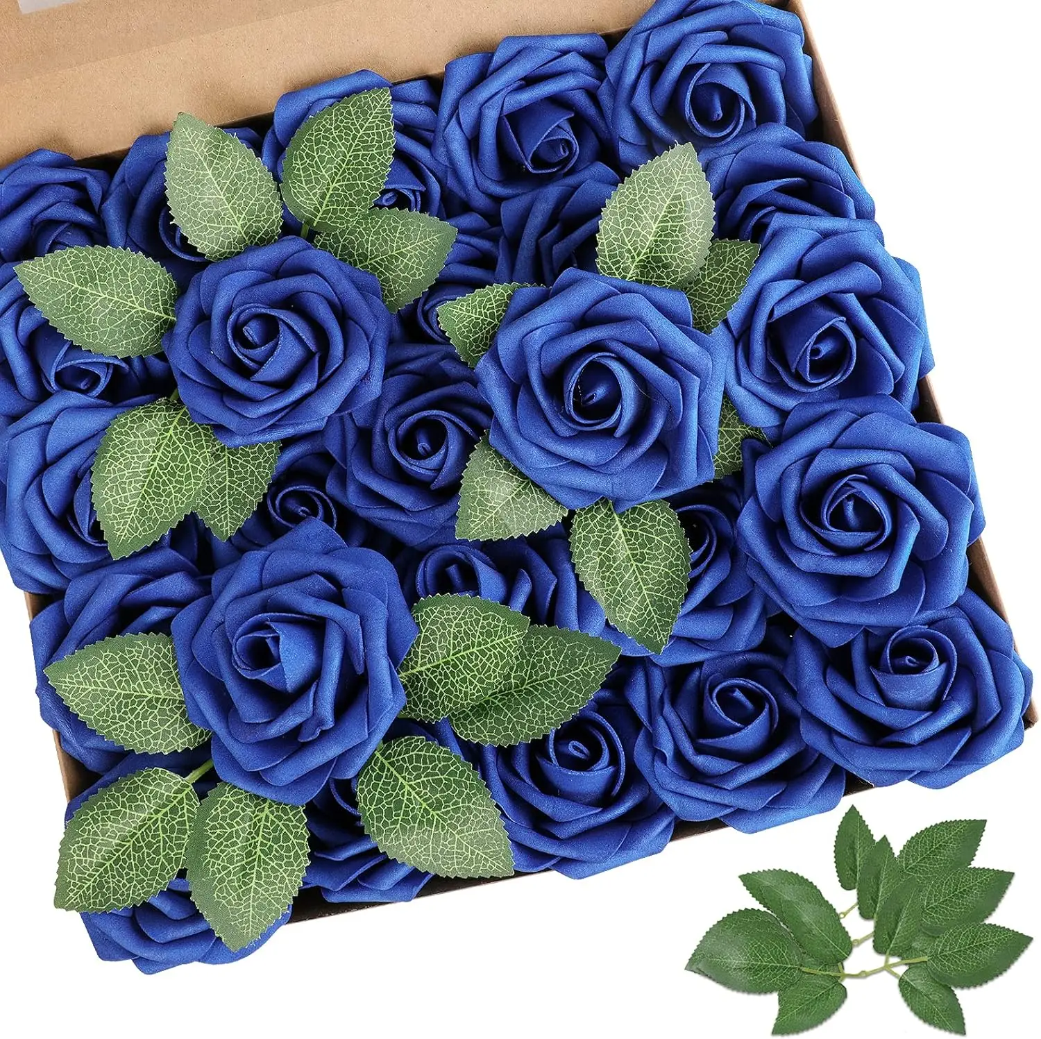 25 peças de Flores Artificiais Rosa Azul Royal com Aparência Realista para Arranjos de Buquês de Casamento DIY, Centros de Mesa, Decorações para Festas e Casa