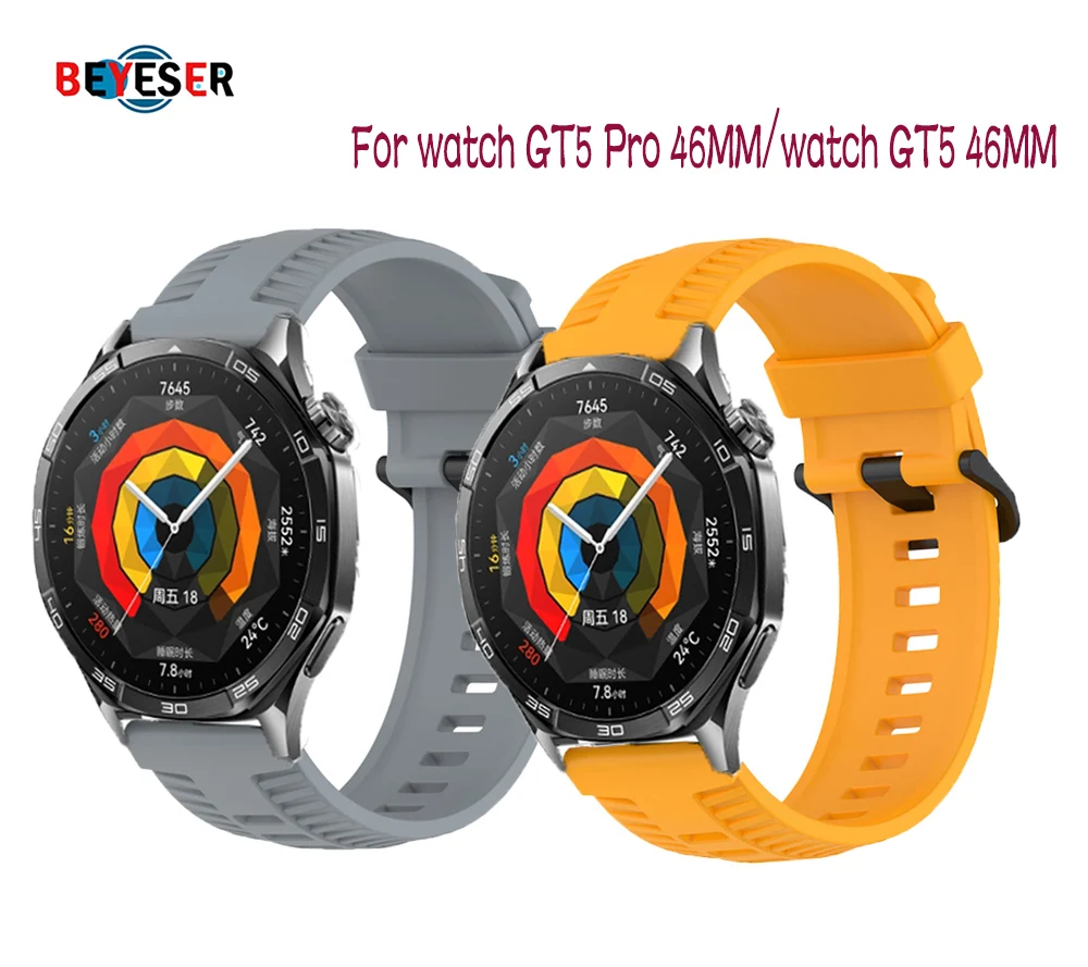 22MMM Silicone Watchband New smartwatch For Huawei Watch GT5 46MM Pro Sport wristband For Bracelet Strap Replacement Accessories